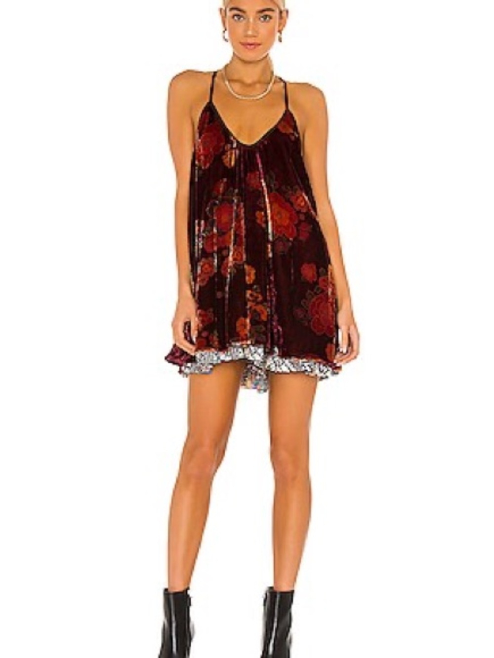 Feee a people Velvet Floral Mini Slip Dress